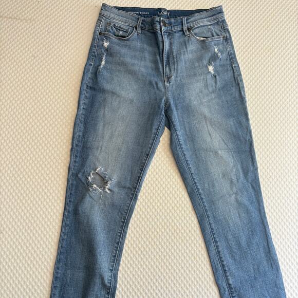 LOFT Modern Skinny Ankle Jeans 29 8 Light Wash Distressed - Picture 4 of 4